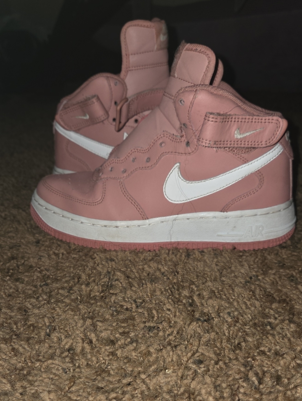 Nike Kids Pink and White Air Force 1 High-Top Sneakers